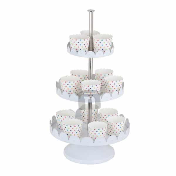 Cake Stand 3 Tier White Metal