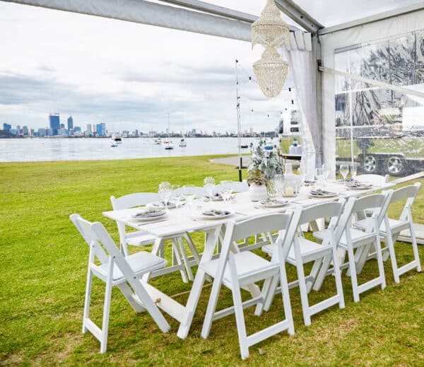 White Wash Wooden Banquet Table